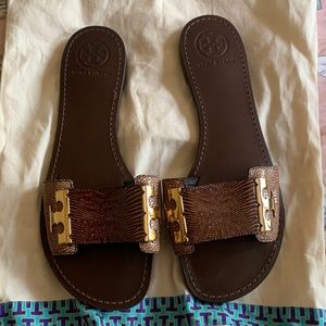 Tory Burch Brown Slide Sandals